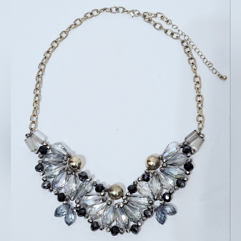 3/$15 Blue/Gold Beaded Statement Necklace